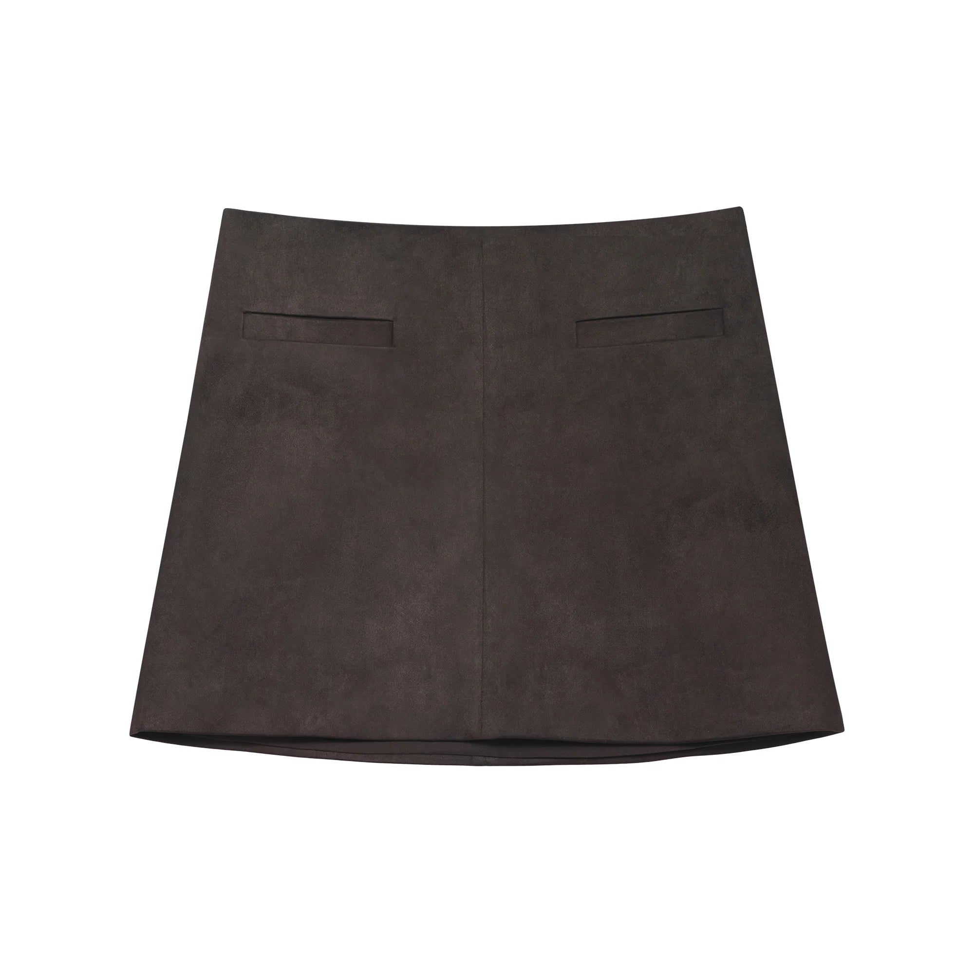 MINA FAUX SUEDE MINI SKIRT - ESPRESSO