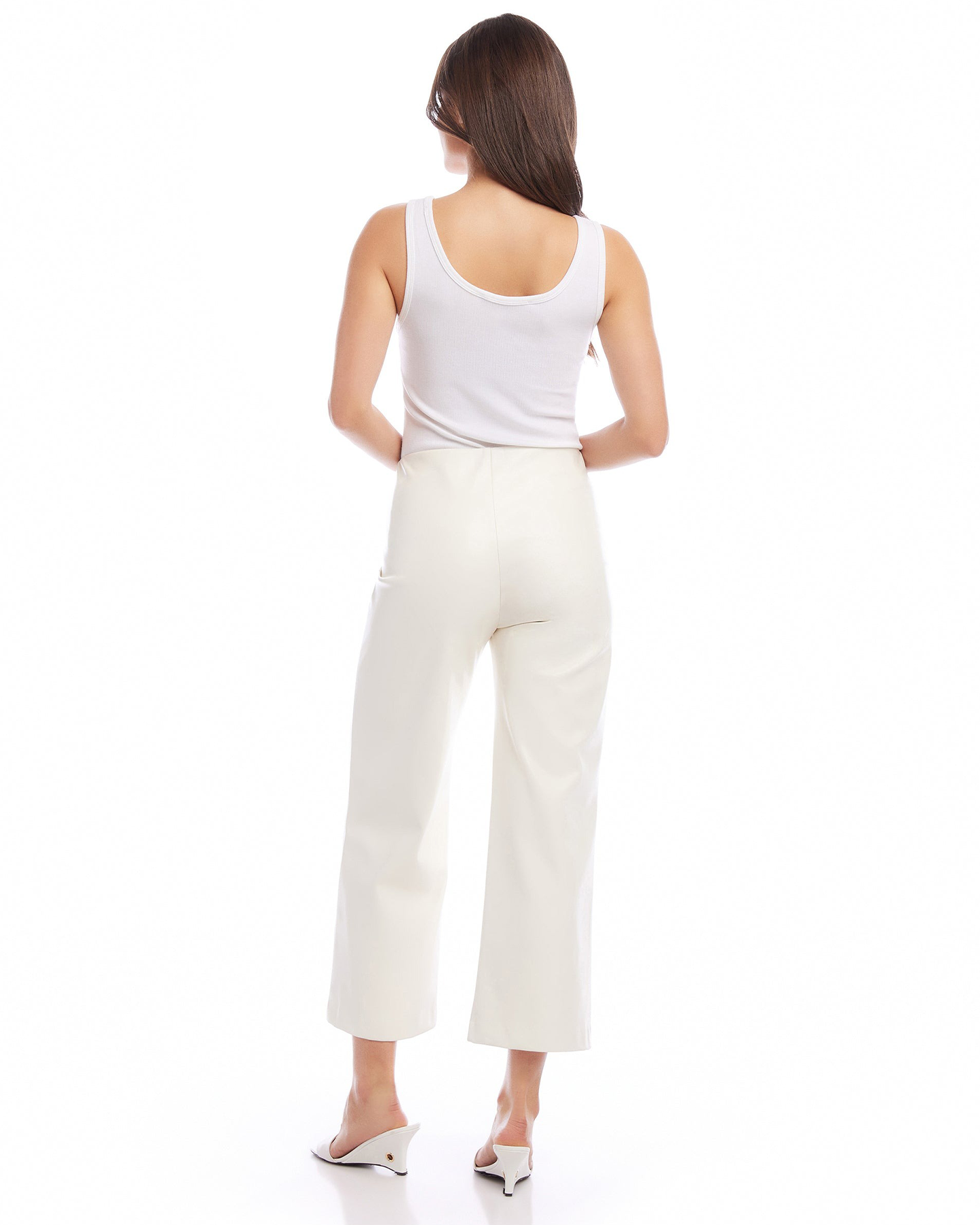 SOFT FAUX LEATHER CROPPED PANT - OFF WHITE