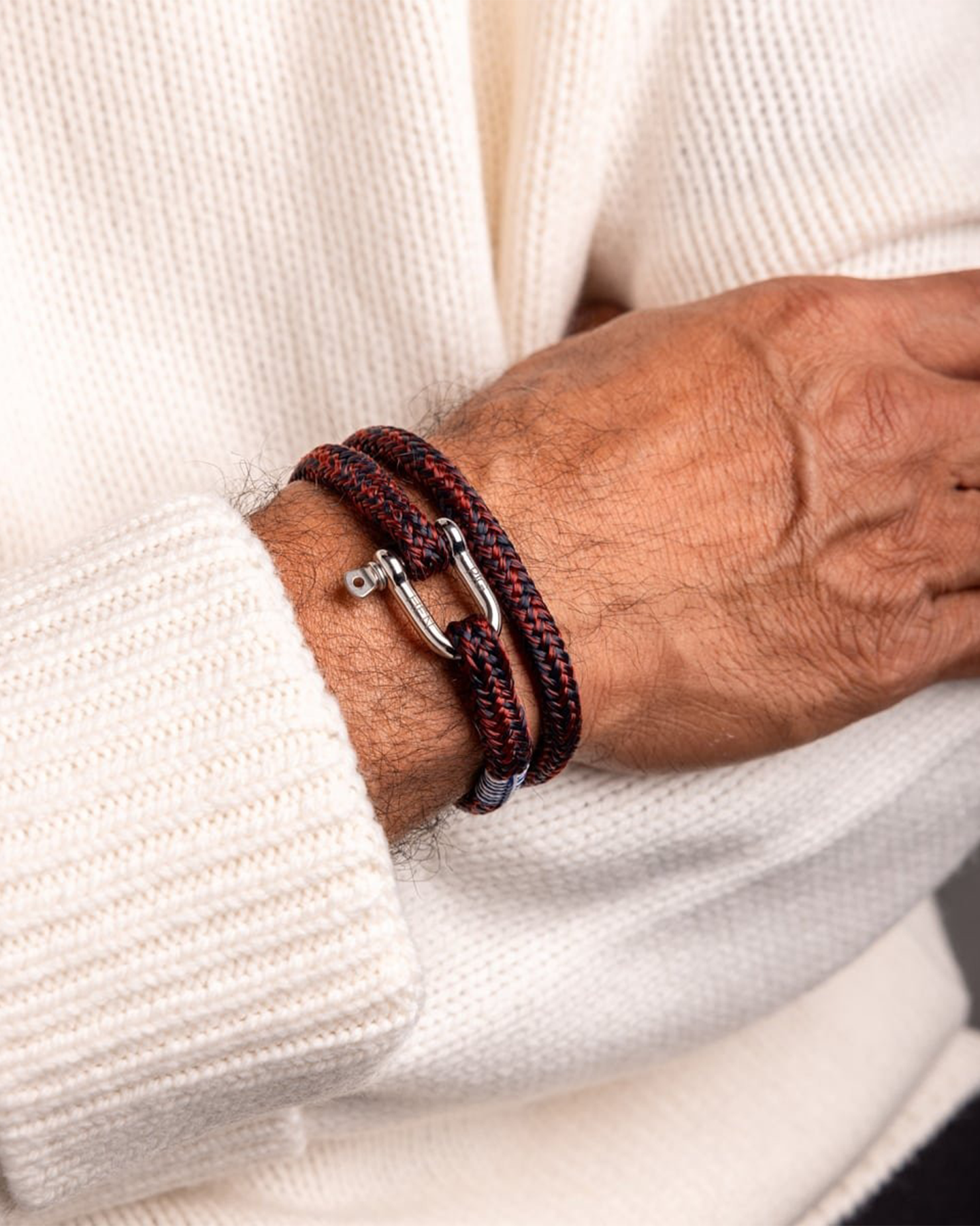SALTY STEVE BRACELET - VELVET RED-NAVY-SILVER