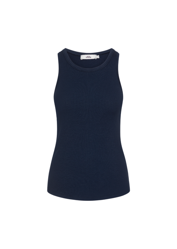 ELLA NAVY RIBBED JERSEY TOP