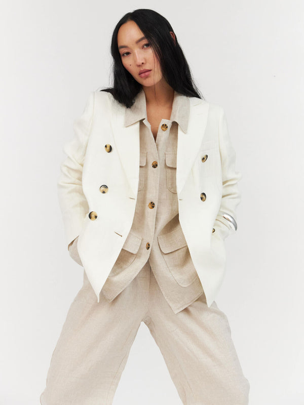 RANI DOUBLE BREASTED BLAZER - OFF WHITE
