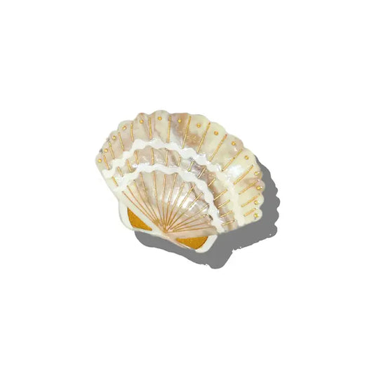 HAND-PAINTED SEASHELL CLAW HAIR CLIP - GOLDEN SAND