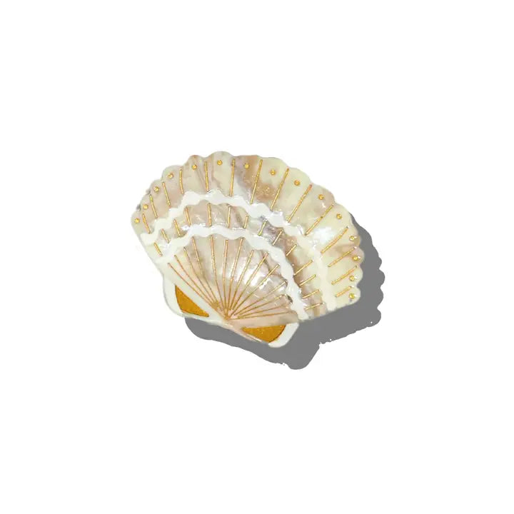 HAND-PAINTED SEASHELL CLAW HAIR CLIP - GOLDEN SAND