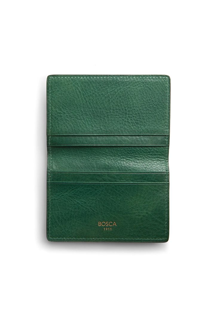 DOLCE CONTRAST CALLING CARD CASE - DARK BROWN/GREEN
