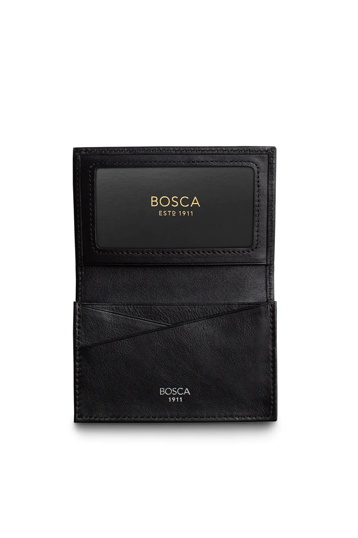 NAPPA VITELLO FULL GASSET 2 POCKET CARD CASE WITH I.D. - BLACK