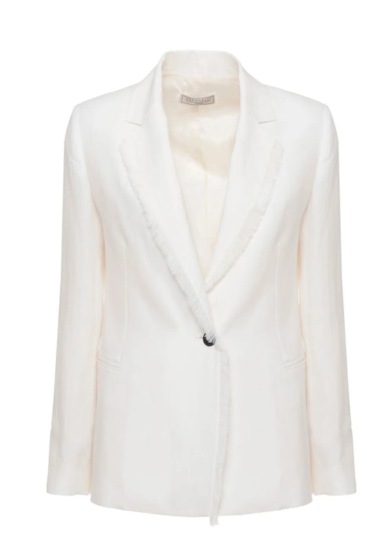 FINNEGAN LINEN BLEND BLAZER - WHITE