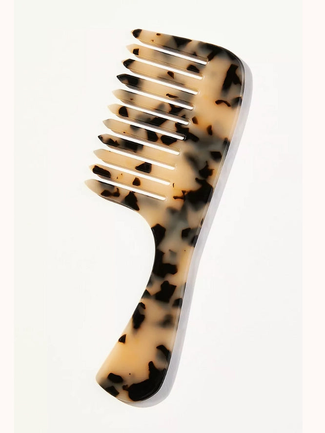 WIDE TOOTH HANDLE ACETATE HAIR COMB- BLONDE TORTOISE