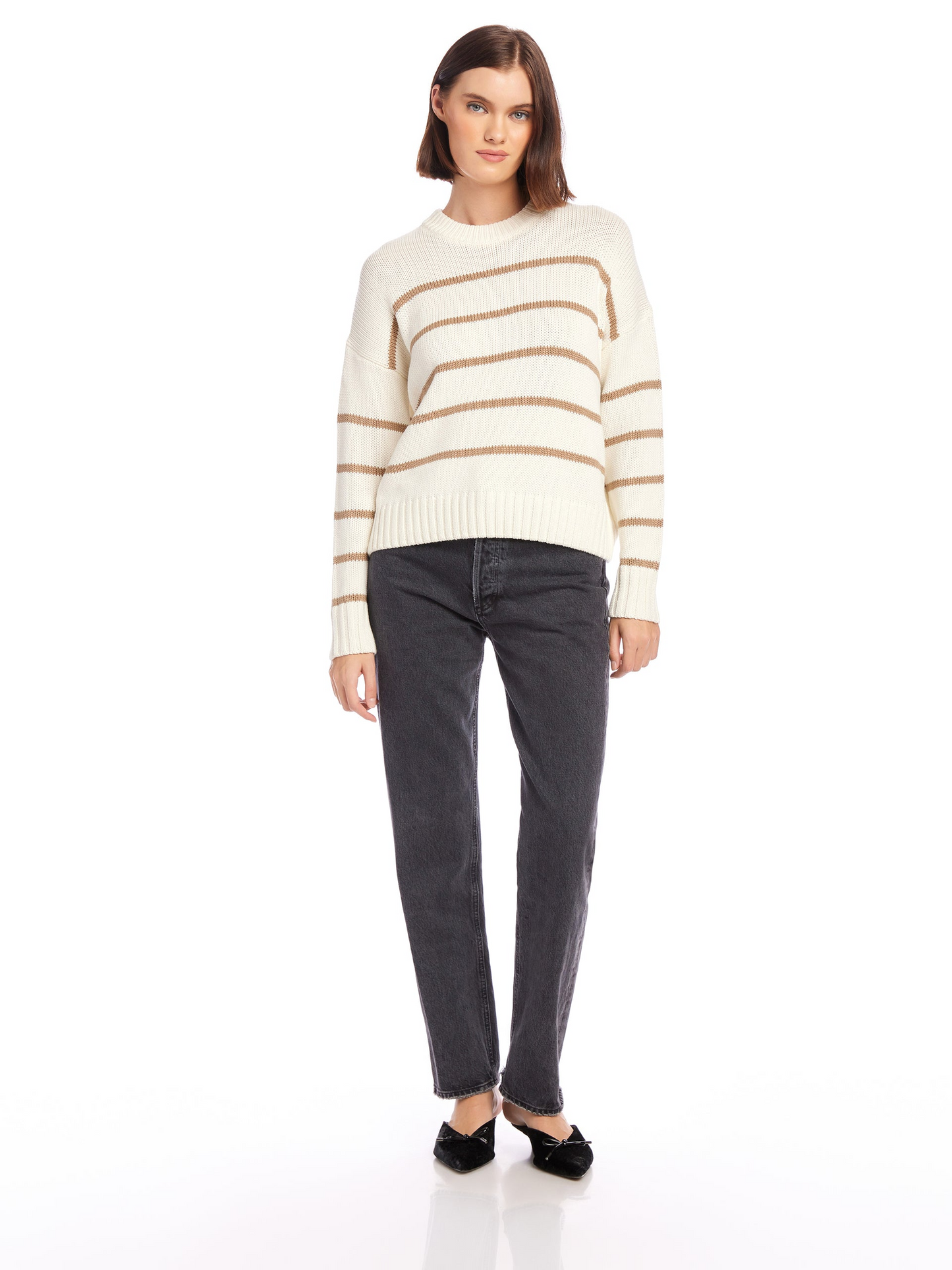 LUCA STRIPED COTTON BLEND CREW NECK SWEATER