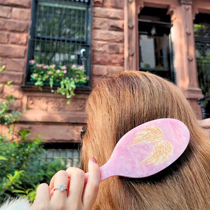 HAND PAINTED ANGEL WINGS GREAT HAIR DAY BRUSH