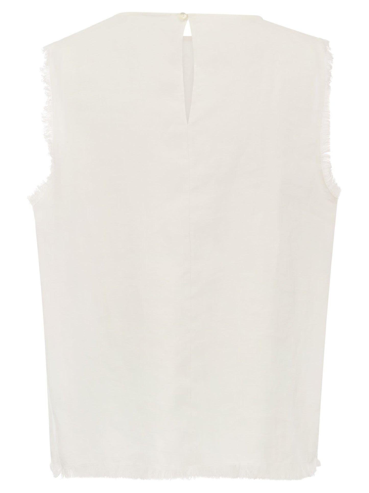 CHARLES LINEN BLEND SLEEVELESS TOP - WHITE