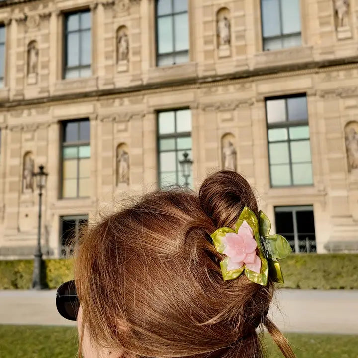 HAND-PAINTED ORIGAMI MAGNOLIA FLOWER HAIR CLIP