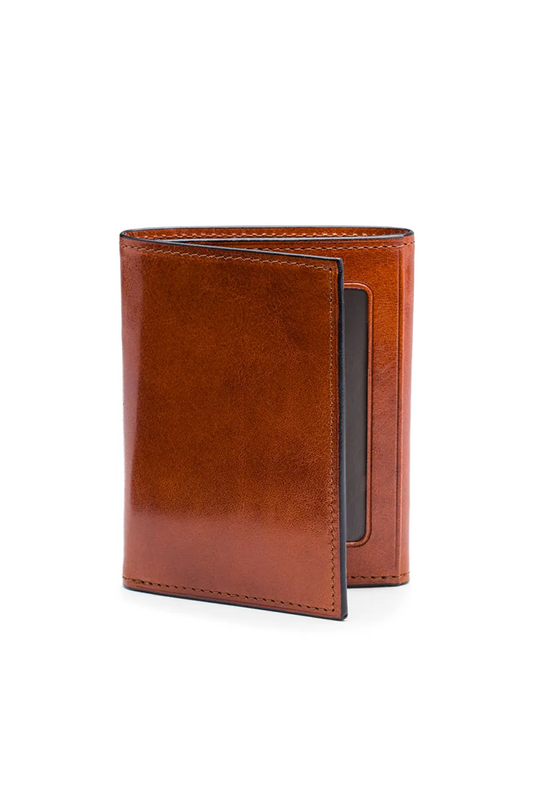 OLD LEATHER DOUBLE ID RFID TRIFOLD WALLET - AMBER