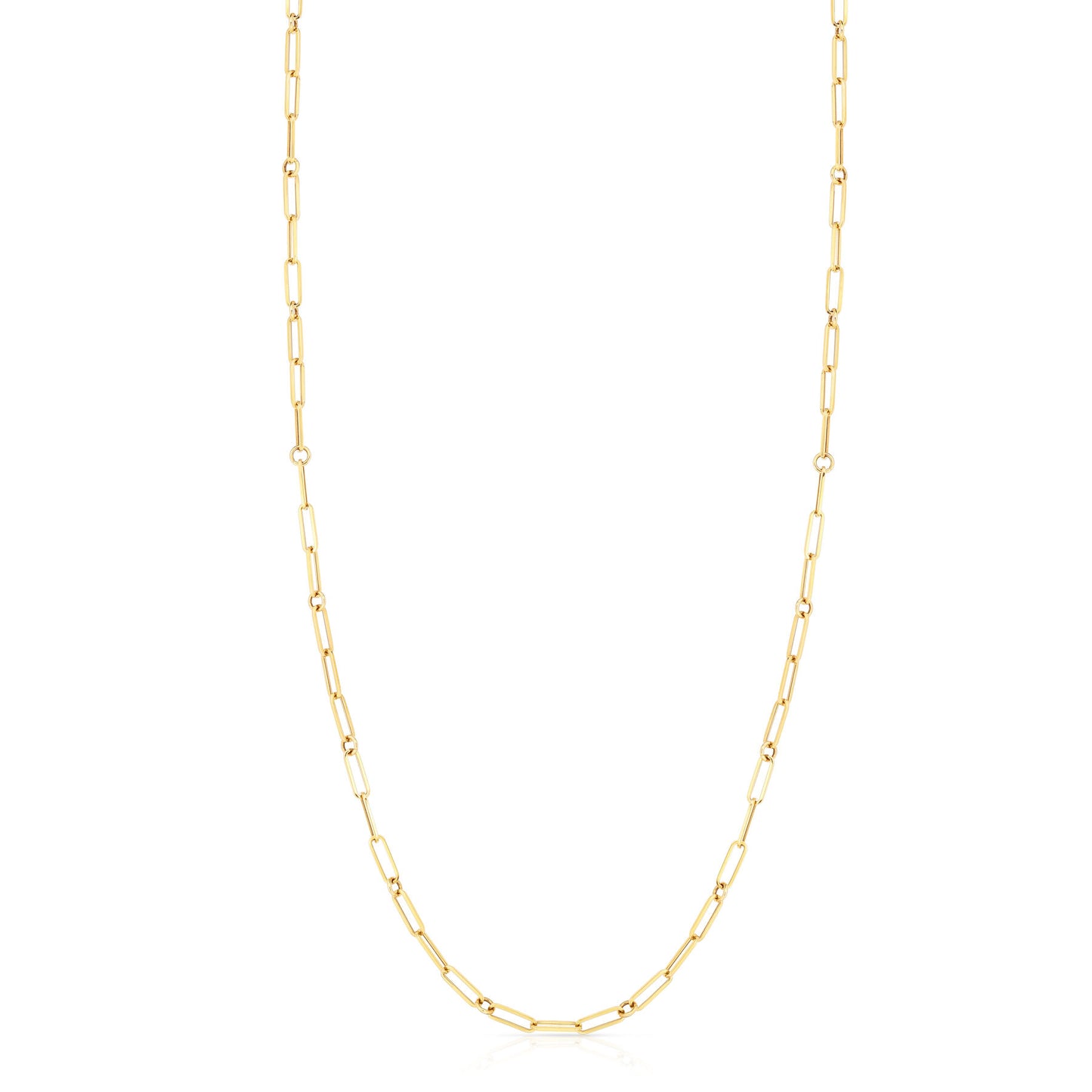 18KYG PAPER CLIP & ROUND LINK CHAIN NECKLACE