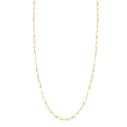 18KYG PAPER CLIP & ROUND LINK CHAIN NECKLACE