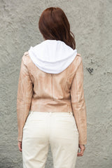MOLLY PATINA LEATHER JACKET - AU LAIT/WHITE