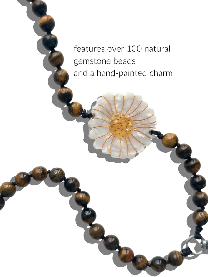 HAND PAINTED DAISY GEMSTONE CROSSBODY PHONE CHAIN