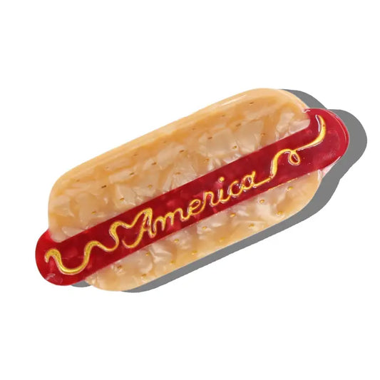 HAND PAINTED AMERICA HOTDOG CLAW CLIP