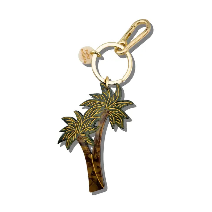 HAND PAINTED PALM TREE BAG CHARM + KEYCHAIN