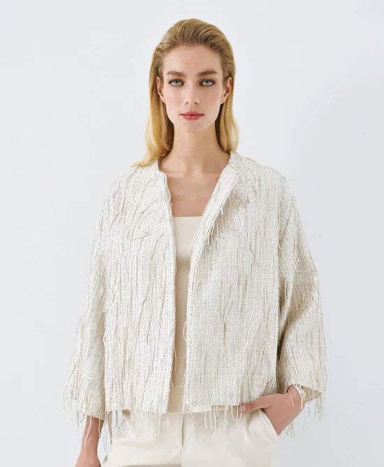 SILVER BLAZER WITH SEQUINS