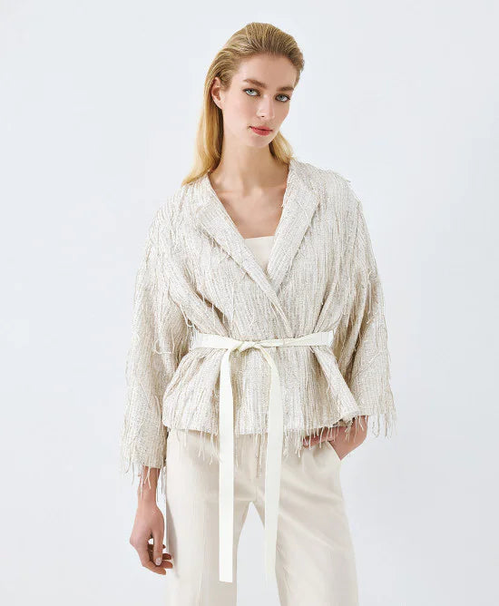 SILVER BLAZER WITH SEQUINS