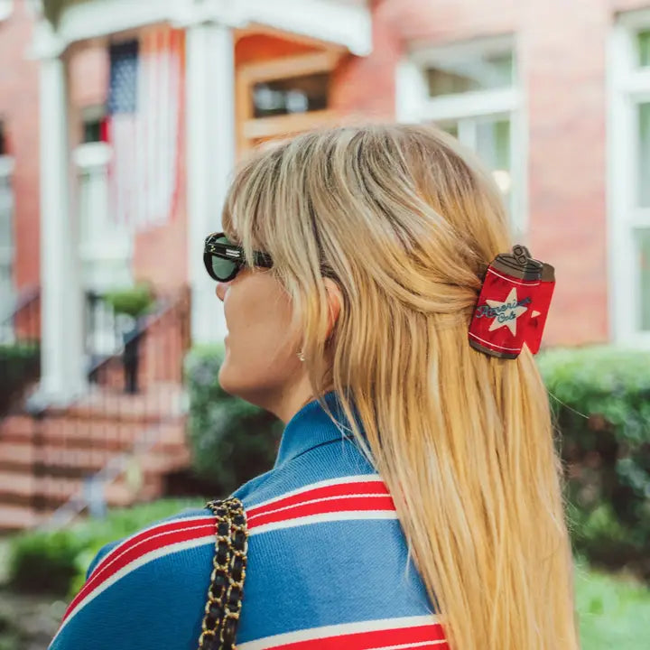 HAND PAINTED AMERICAN COLA CAN CLAW HAIR CLIP