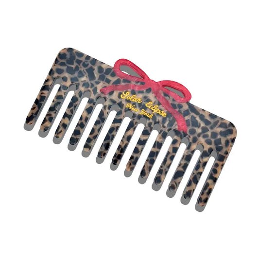 HAND PAINTED LEOPARD BOW WIDE TOOTH COMB