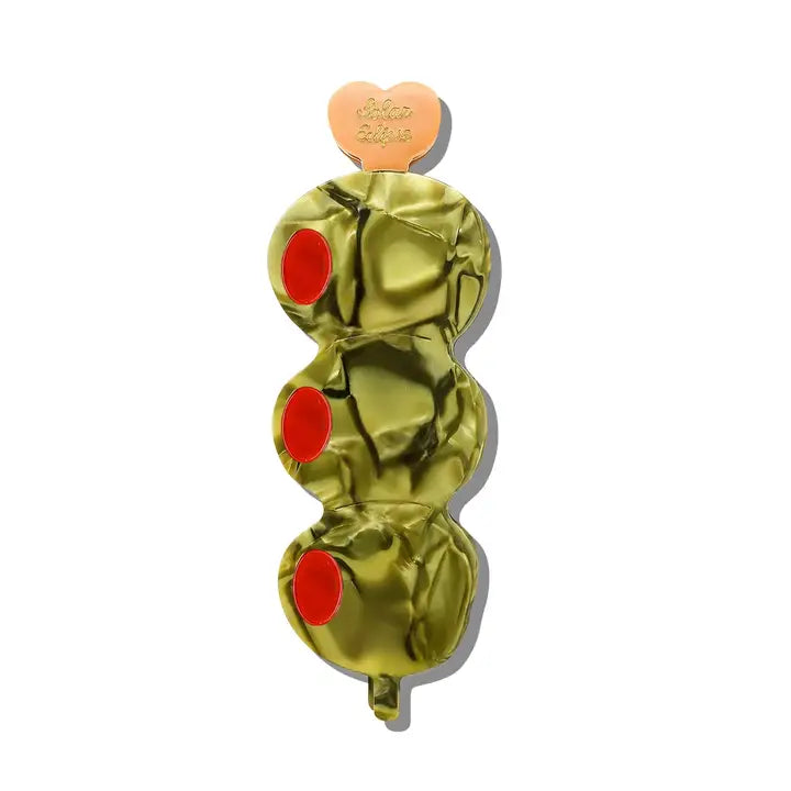 HAND PAINTED MARTINI OLIVES HAIR CLIP