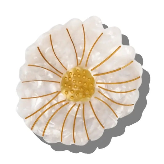 HAND-PAINTED DAISY LAY DOWN CLAW CLIP