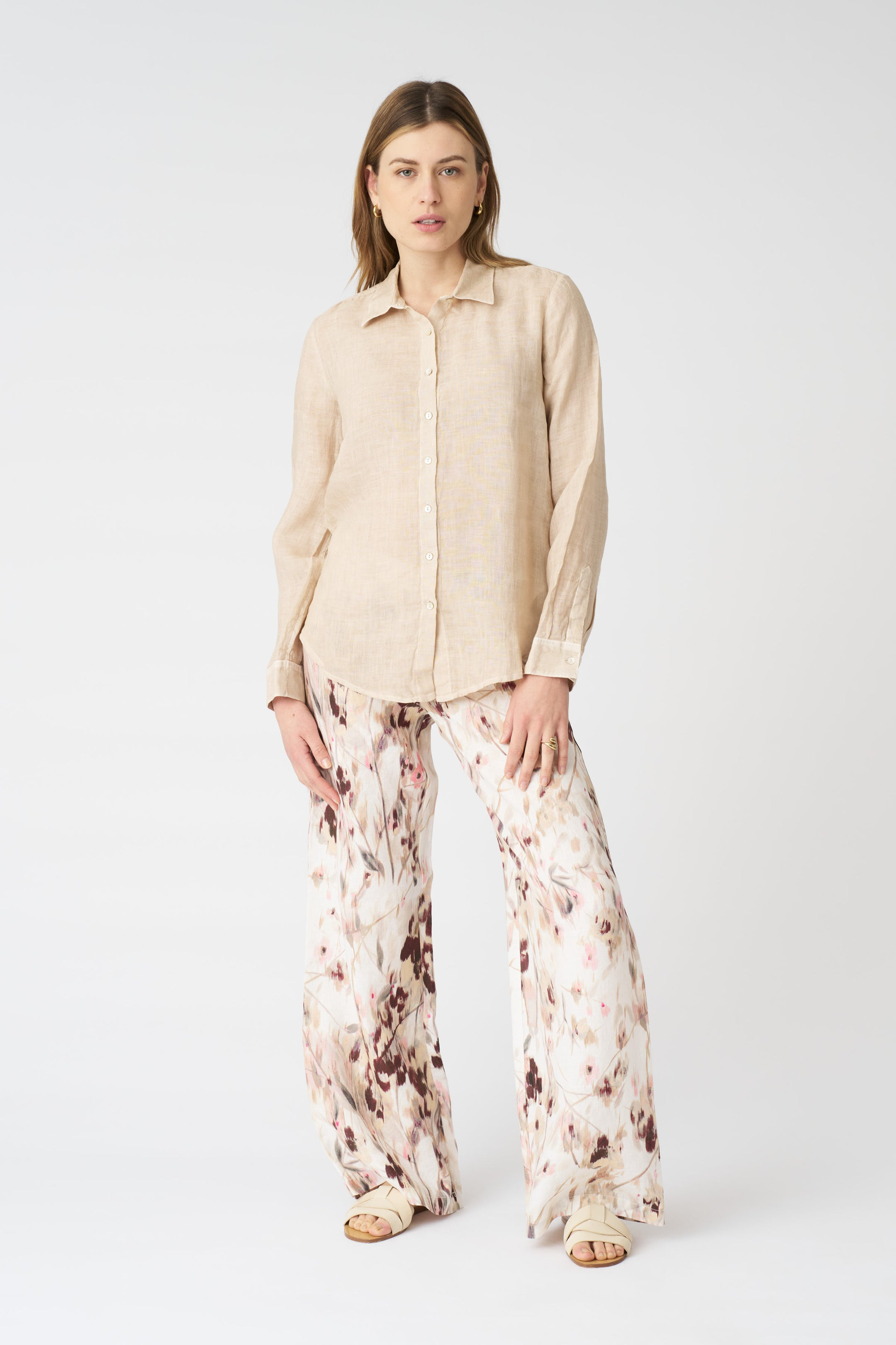 SOLID LINEN T-SHIRT - SOFT FADE BEIGE