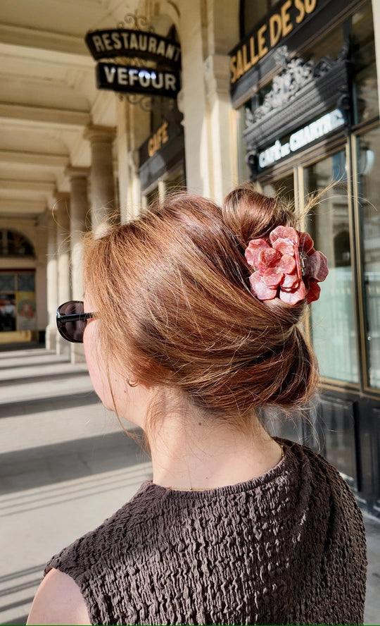 HANDMADE ORIGAMI GARDENIA FLOWER HAIR CLIP- ROSE PURPLE