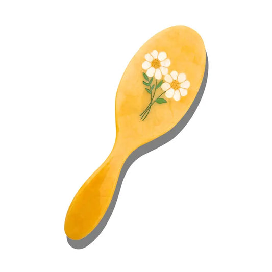 HAND PAINTED VINTAGE DAISY STEM HAIR BRUSH