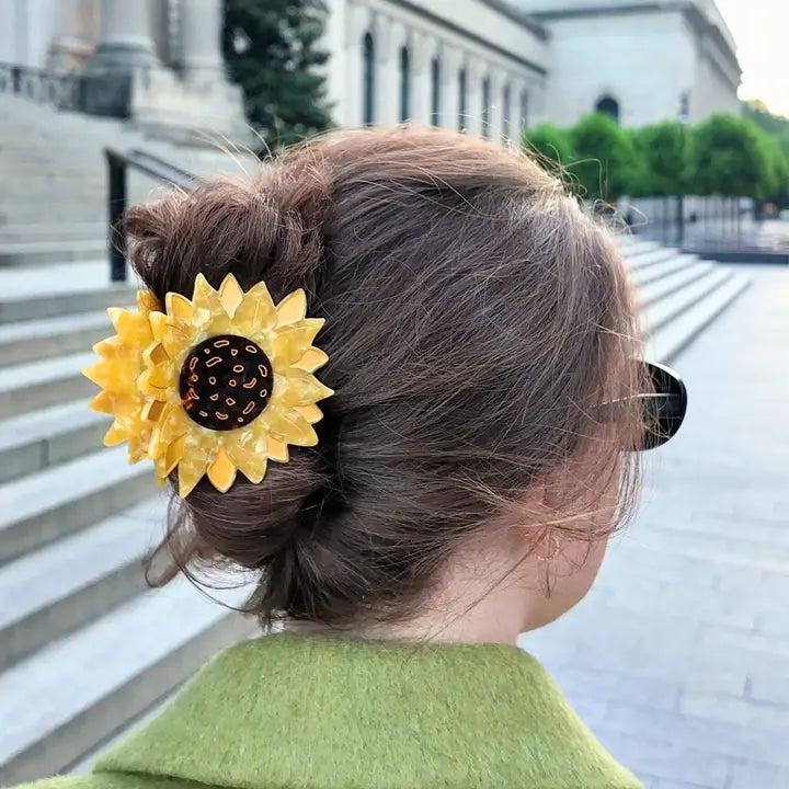 HAND PAINTED SUNFLOWER CLAW CLIP
