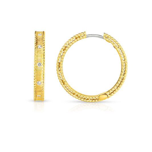 18K YG DIAMOND PRINCESS HOOPS