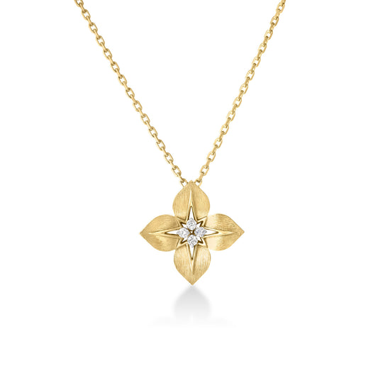 18K YWG PRINCESS STAR MEDIUM DIAMOND STAR NECKLACE