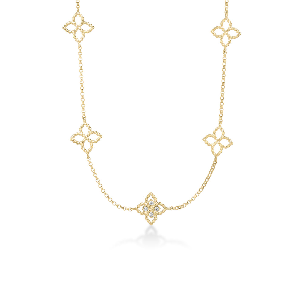 18K YG PRINCESS DIAMOND STATION 17" NECKLACE