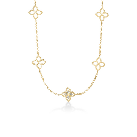 18K YG PRINCESS DIAMOND STATION 17" NECKLACE