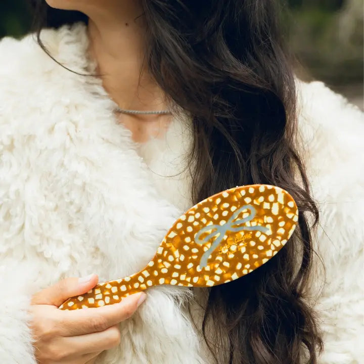HAND PAINTED FAWN VINTAGE BOW BRUSH