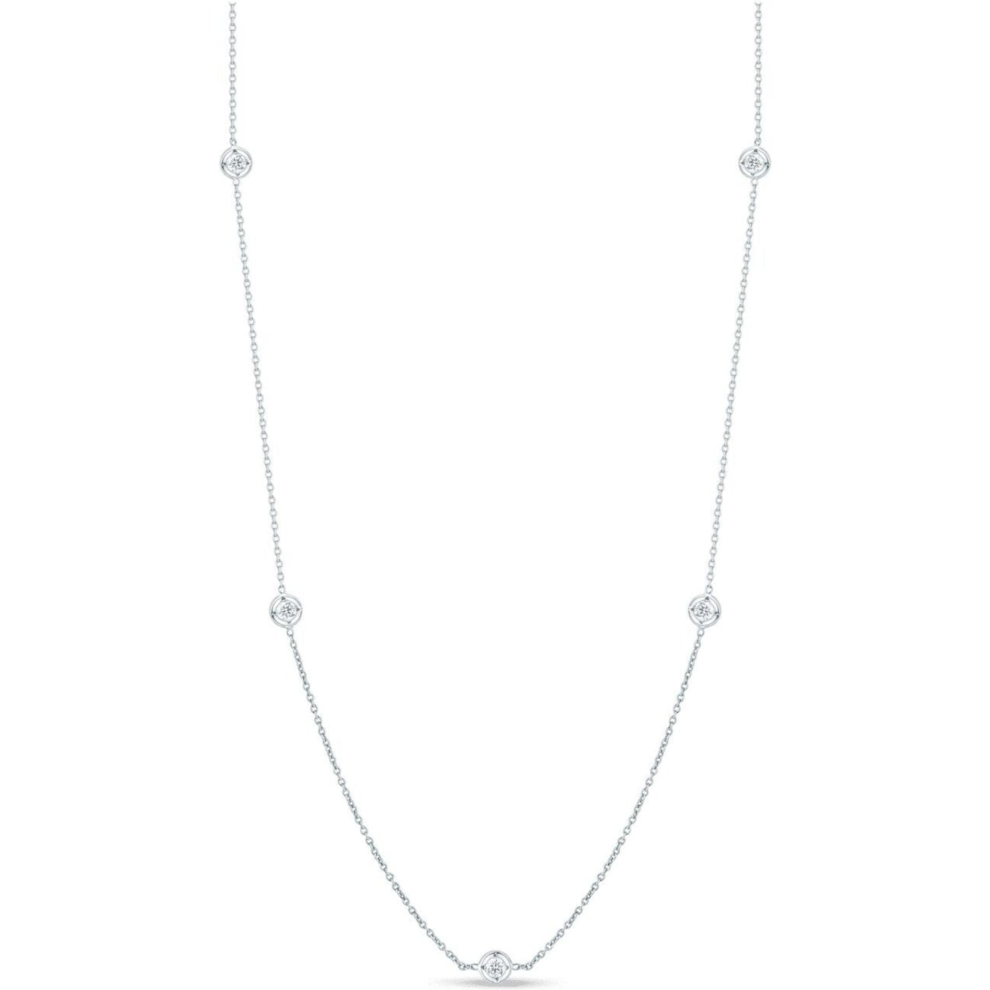 18K WG 7 DIAMOND STATION NECKLACE