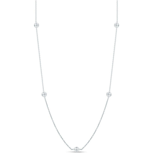 18K WG 7 DIAMOND STATION NECKLACE