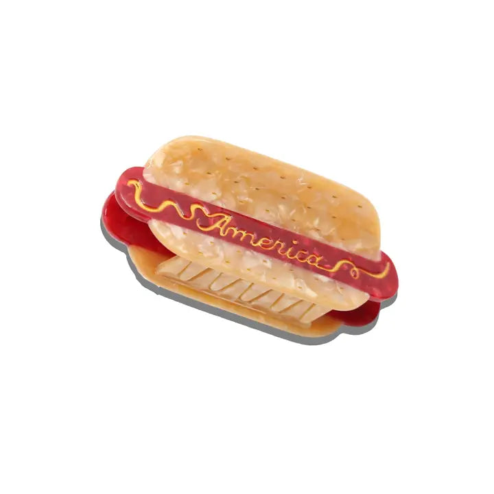 HAND PAINTED AMERICA HOTDOG CLAW CLIP