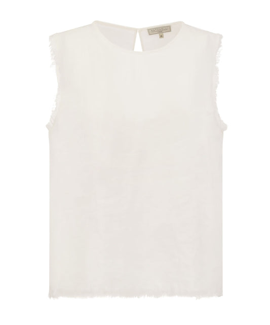 CHARLES LINEN BLEND SLEEVELESS TOP - WHITE