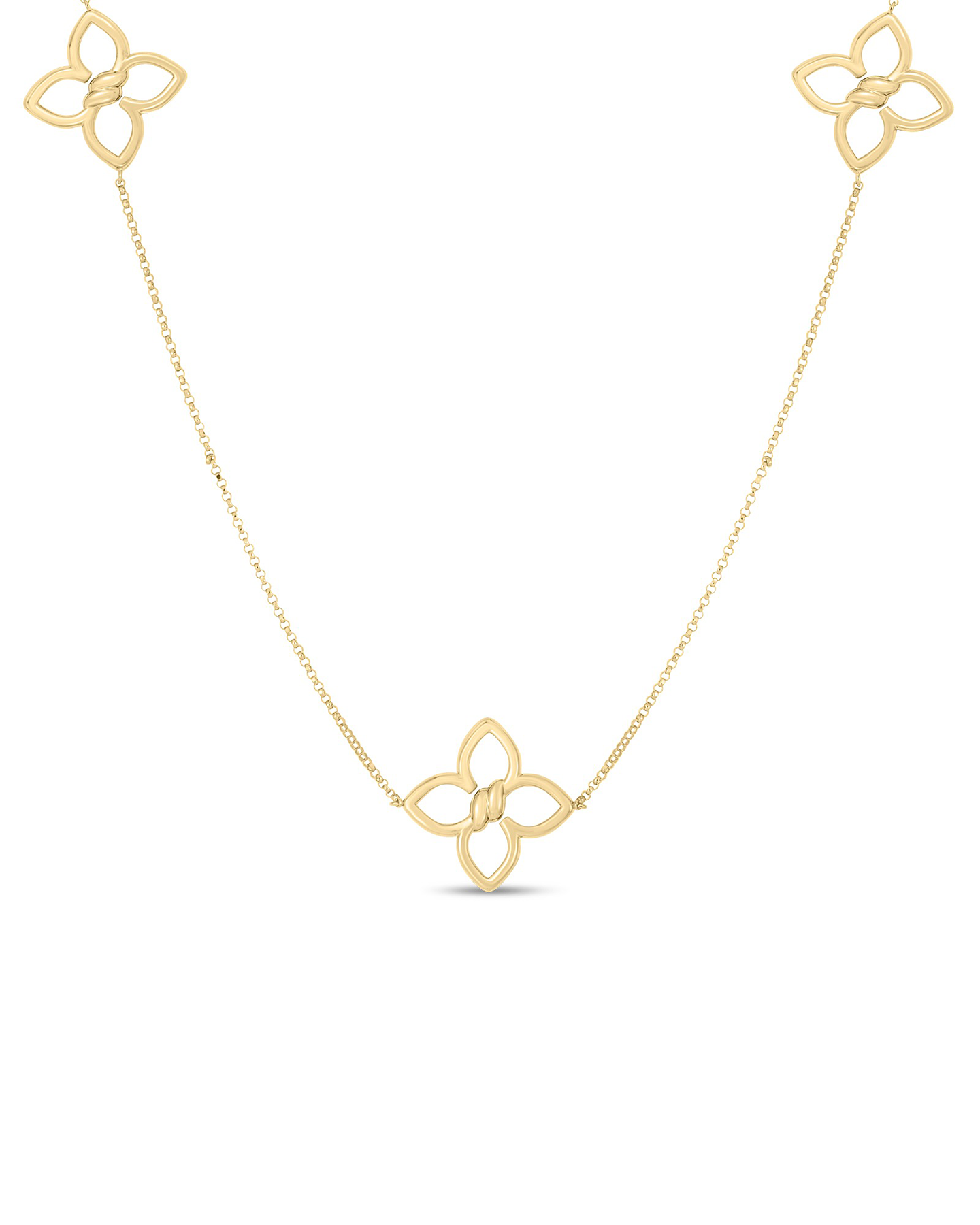 18K YG LONG DIAMOND CIALOMA FLOWER STATION NECKLACE