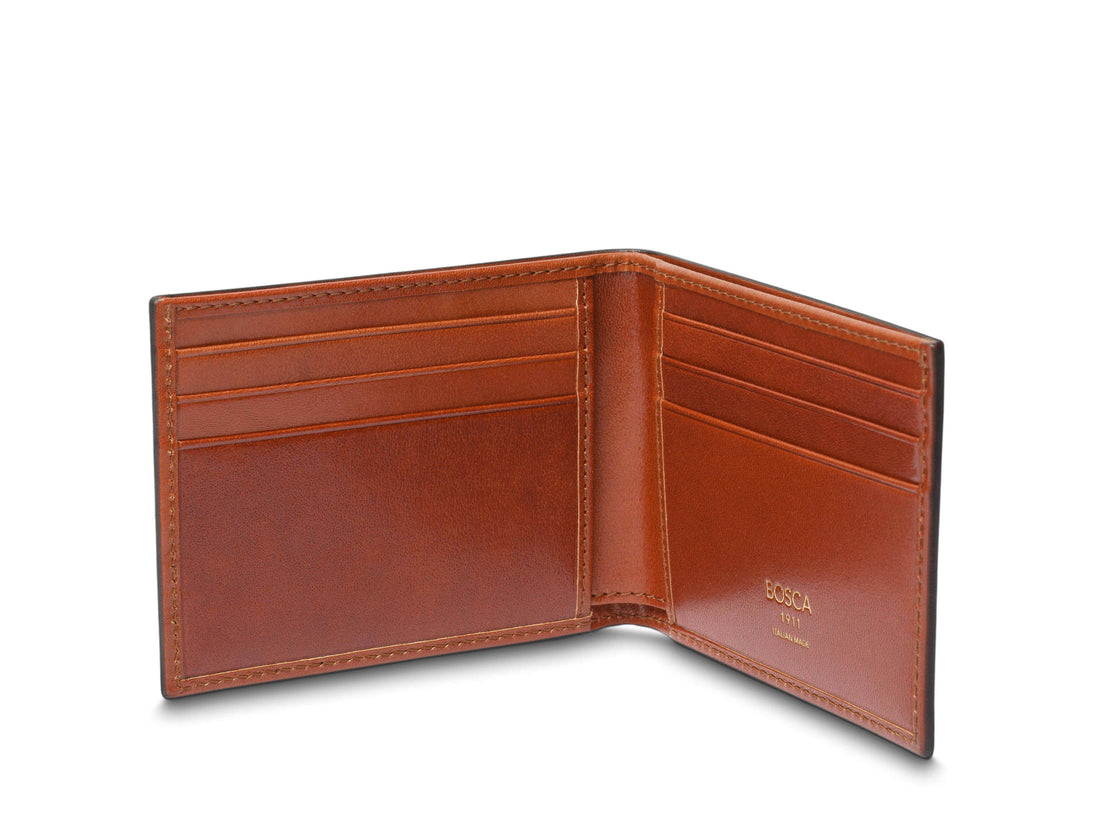 HARD BURNISHED ITALIA SMALL BIFOLD WALLET - AMBER