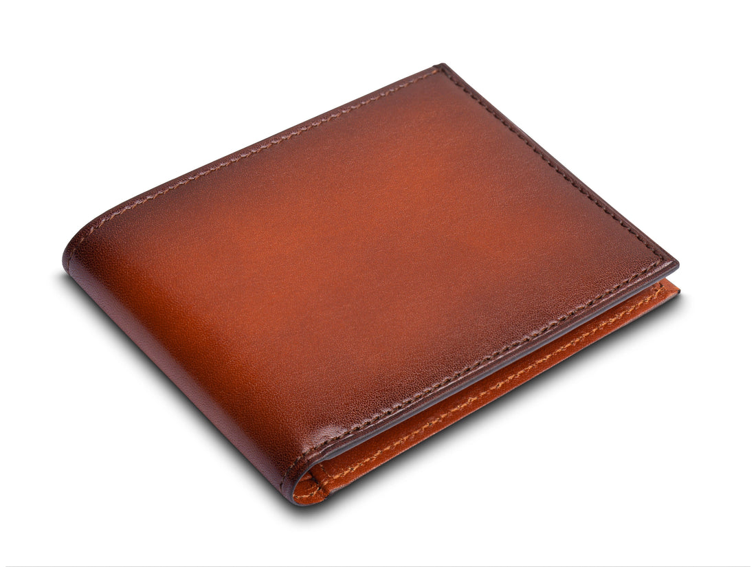 HARD BURNISHED ITALIA SMALL BIFOLD WALLET - AMBER