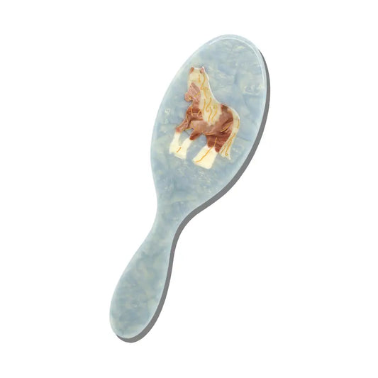 HAND PAINTED HORSE AMAZING DAY BRUSH- BLUE