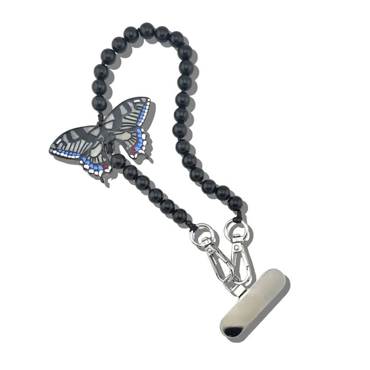 HAND PAINTED SWALLOWTAIL BRACELET PHONE CHAIN