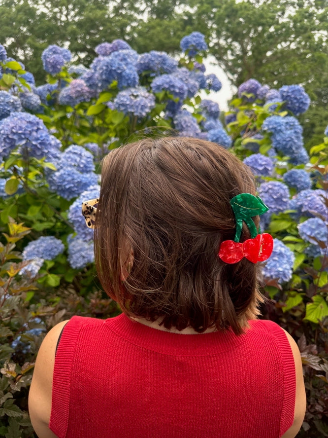 HAND PAINTED CHERRY HAIR CLIP