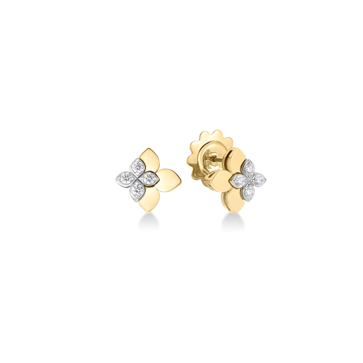 18K YWG TINY PRINCESS DIAMOND EARRINGS