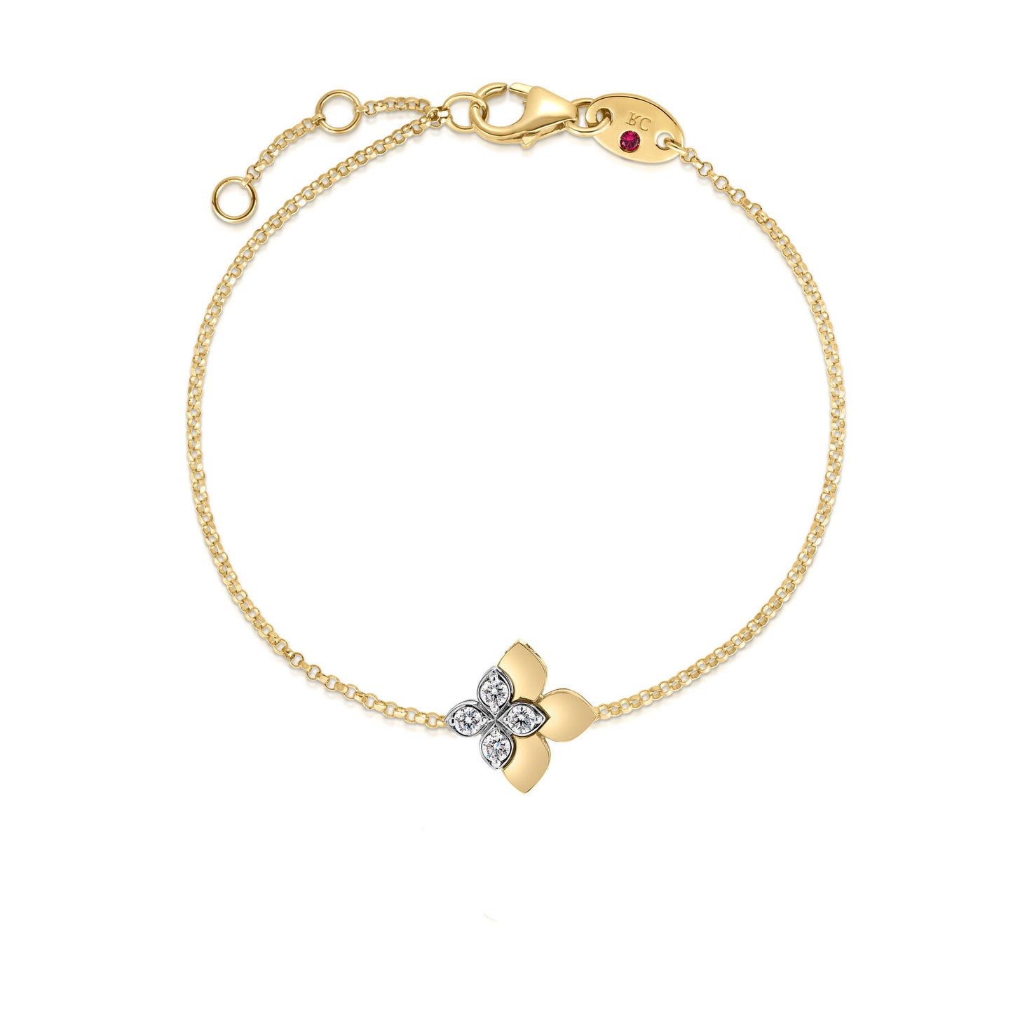 18K YWG LOVE IN VERONA EAST TO WEST DIAMOND FLOWER BRACELET