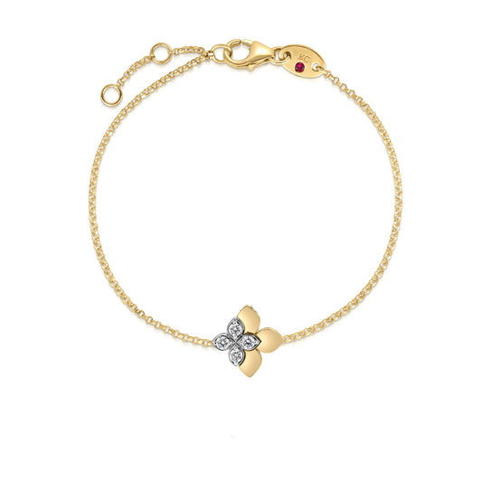 18K YWG LOVE IN VERONA EAST TO WEST DIAMOND FLOWER BRACELET